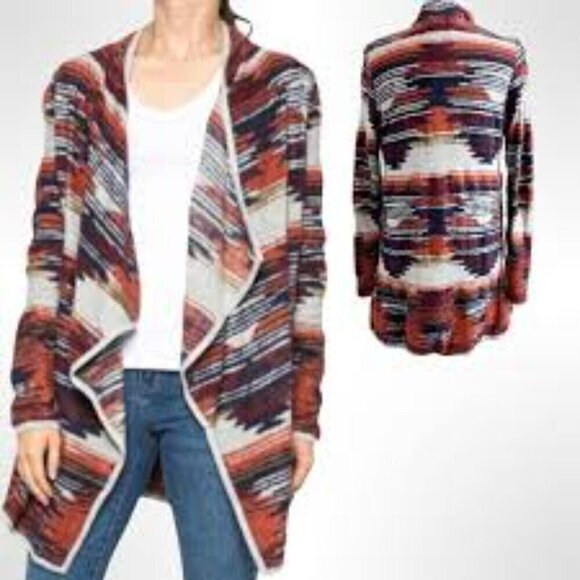 Lucky Brand Southwest Long Cardigan Open Front Boho Cabin Praire Country Sz XS/S - Picture 2 of 8
